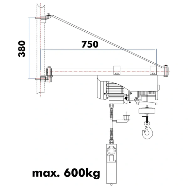 Поворотна стріла для електричної тросової тяги Holzmann SA 600750