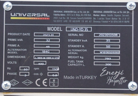 Дизельний генератор UNIVERSAL UND-YD 35 KVA
